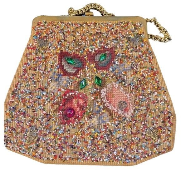 Antique Soure Bag New York Stunning Beaded Floral Purse - Picture 6 of 10